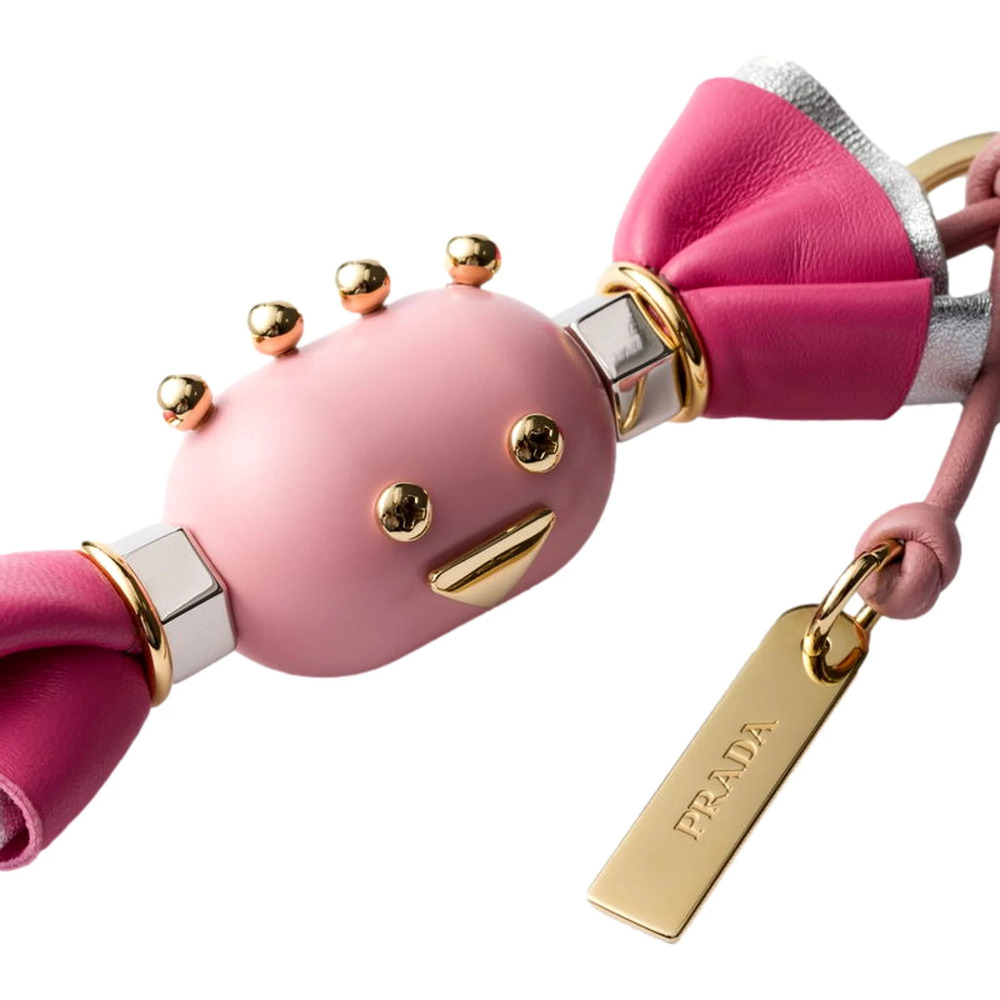 Prada Trick Candy Leather Keychain Bag Charm Peonia